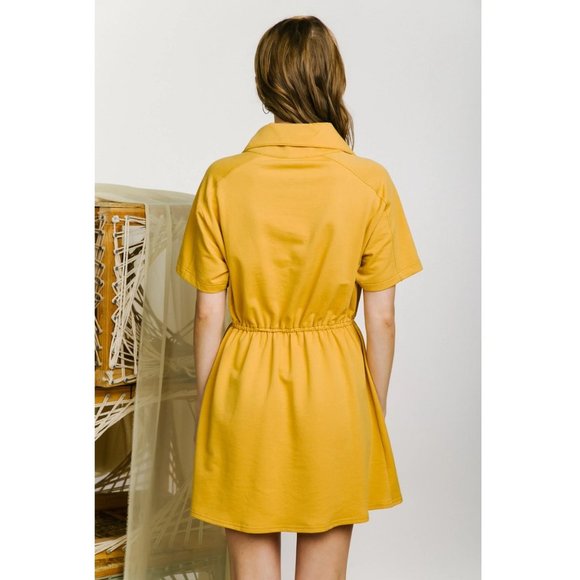 High Neck Collared Buttoned and Belted Formal Office Dress - Picture 3 of 7